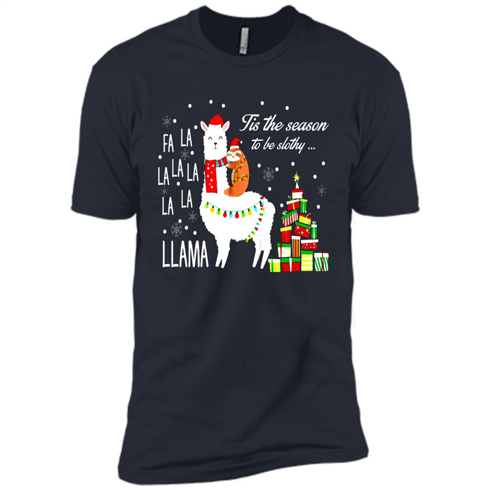 Llama Tis the season to be slothy Christmas sweatshirt PINGPONG - Premium Short Sleeve T-Shirt