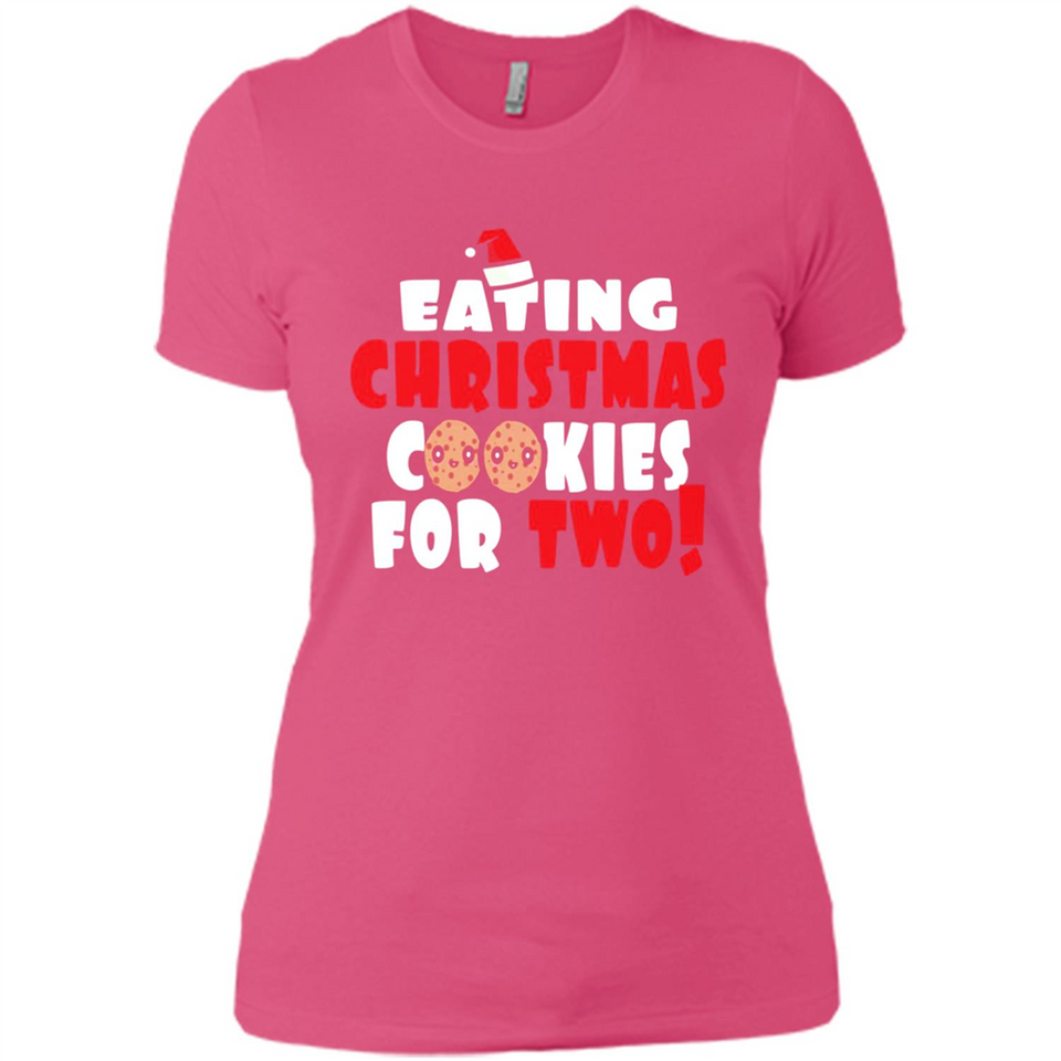 Womens Funny Eating Christmas Cookies For Two Pregnancy - Ladies' Boyfriend T-Shirt