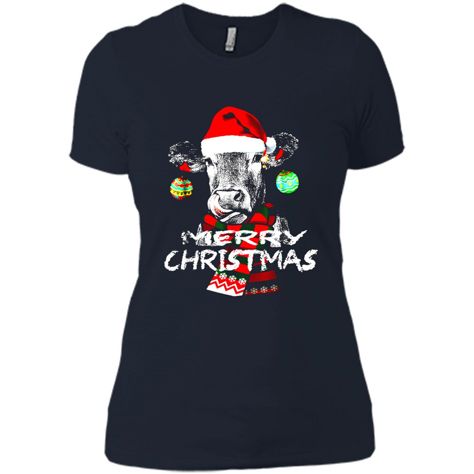 Fabulous Mooey christmas Heifers Cow Christmas lights - Ladies' Boyfriend T-Shirt
