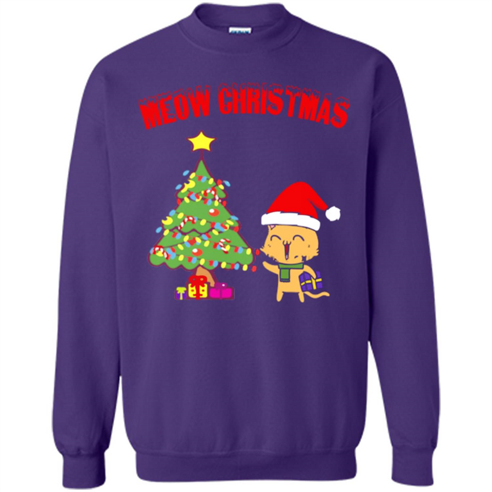 Meow merry christmas- cat and pine merry christmas - Sweatshirt