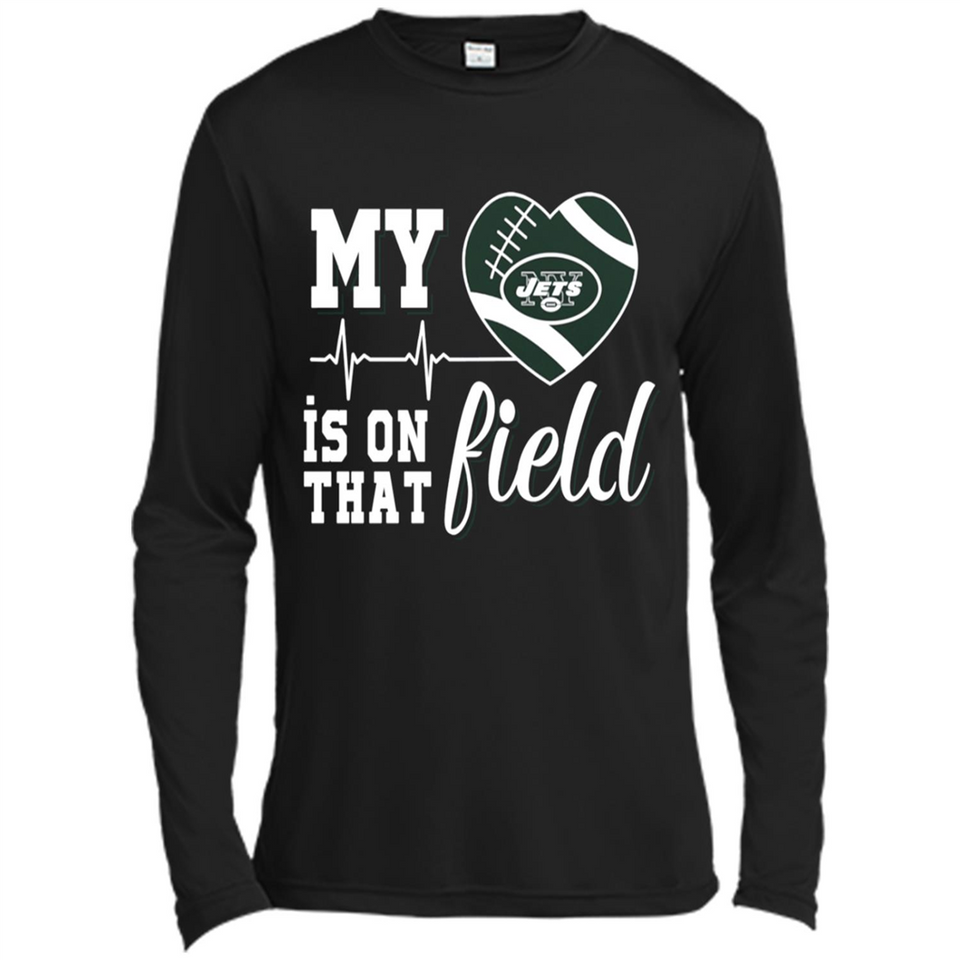 New York Jets Football My Heart is on that Field - Canvas Long Sleeve T-Shirt