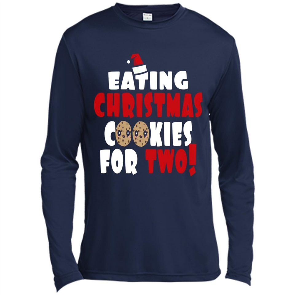 Womens Funny Eating Christmas Cookies For Two Pregnancy - Canvas Long Sleeve T-Shirt