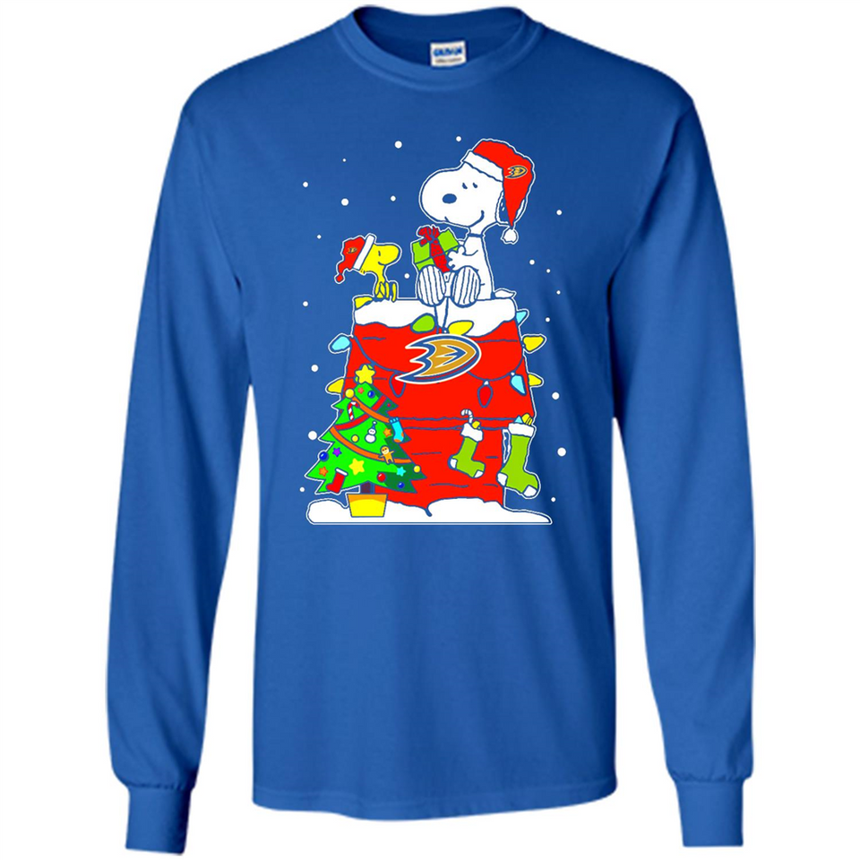 Anaheim Ducks Snoopy Ugly Christmas Sweaters - Long Sleeve T-Shirt