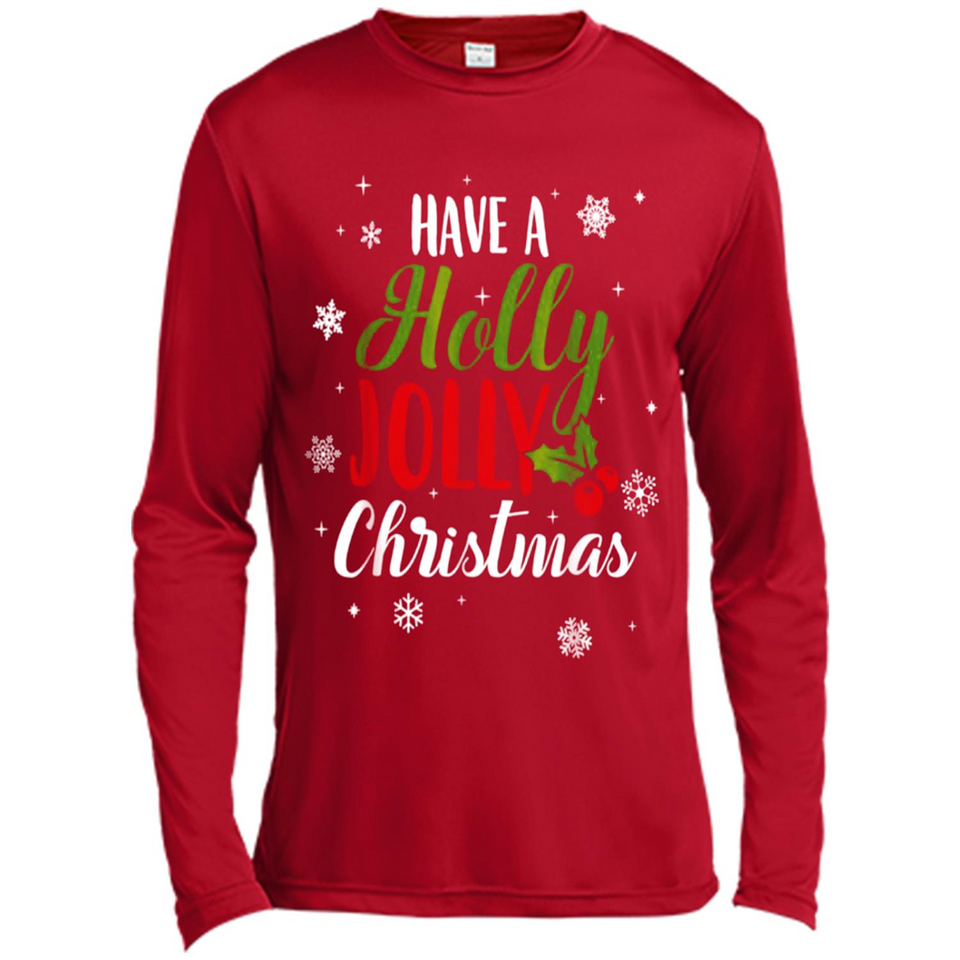 Have A Holly Jolly Christmas T-Shirt Cute Mistletoe - Canvas Long Sleeve T-Shirt