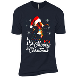 Mooey Christmas Cow Santa Christmas Lover Lights Sweatshirt - Premium Short Sleeve T-Shirt