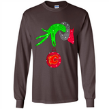 GRINCH HAND HOLDING CALGARY FLAMES GLITTER CHRISTMAS PINGPONG