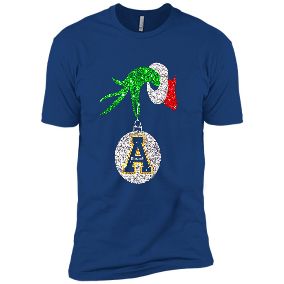 Funny Appalachian State Mountaineers Glitter Grinch Monogram Ornament Christmá - Premium Short Sleeve T-Shirt