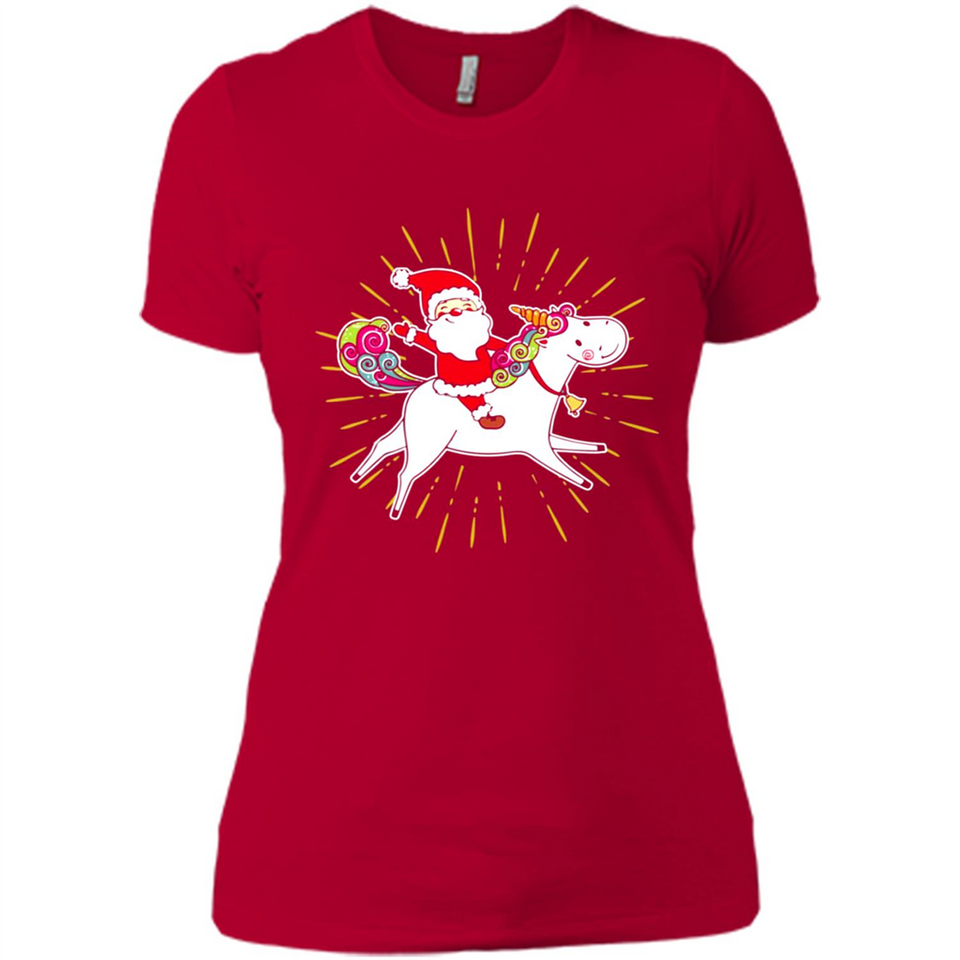 Unicorn And Santa Christmas - Ladies' Boyfriend T-Shirt