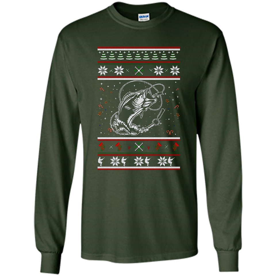 Christmas Ugly Sweater Fishing Ugly Christmas Sweater - Long Sleeve T-Shirt