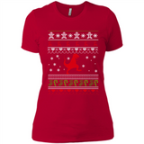 Dinosaur and Santa Ugly Christmas Sweater - Ladies' Boyfriend T-Shirt