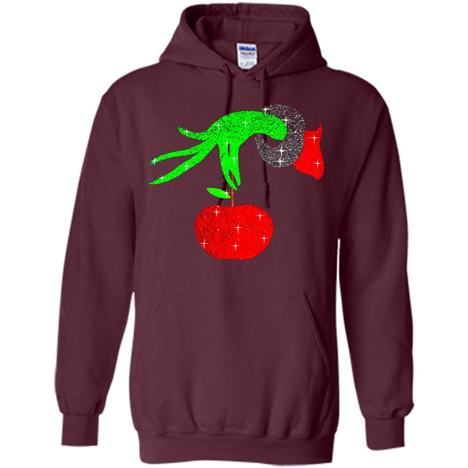 Christmas The Grinch Hand Holding Apple Ornament sweater - Hoodie