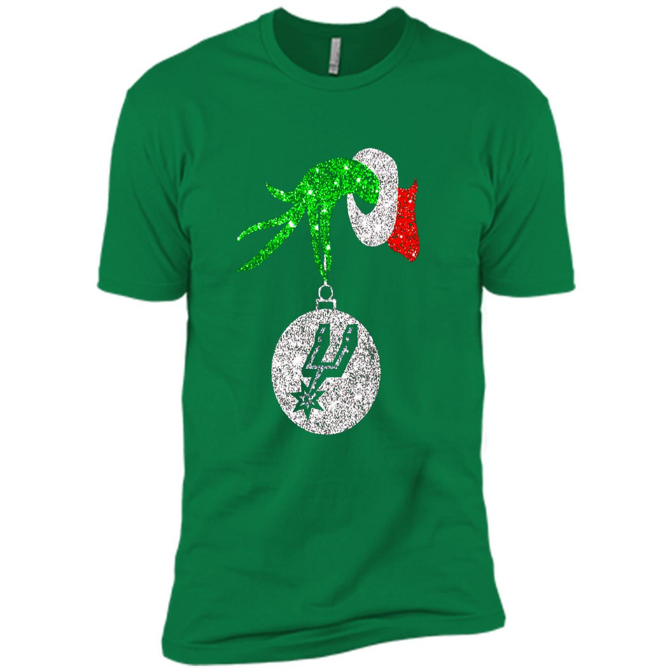 Amazing shirt San Antonio Spurs Glitter Grinch Monogram Ornament Christmas Gift - Premium Short Sleeve T-Shirt