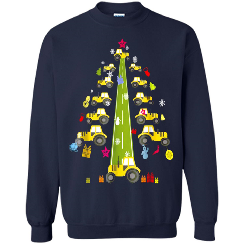 Tractor Car Christmas Tree T-shirt For Drivers
