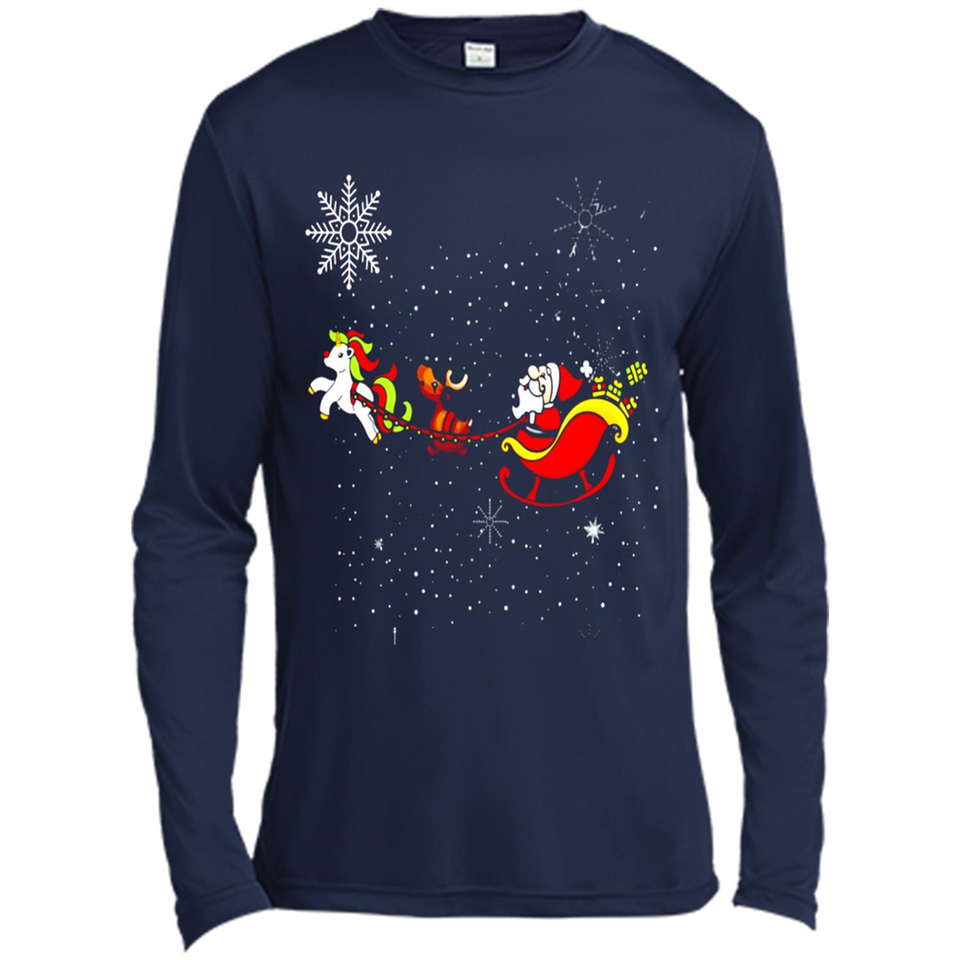 Christmas Unicorn Rudolph and Santa - Canvas Long Sleeve T-Shirt
