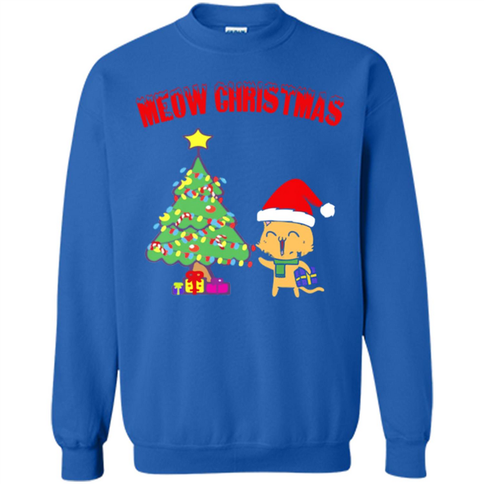Meow merry christmas- cat and pine merry christmas - Sweatshirt