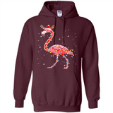 Christmas Lights Flamingo Wearing Santa Hat Funny Xmas - Hoodie