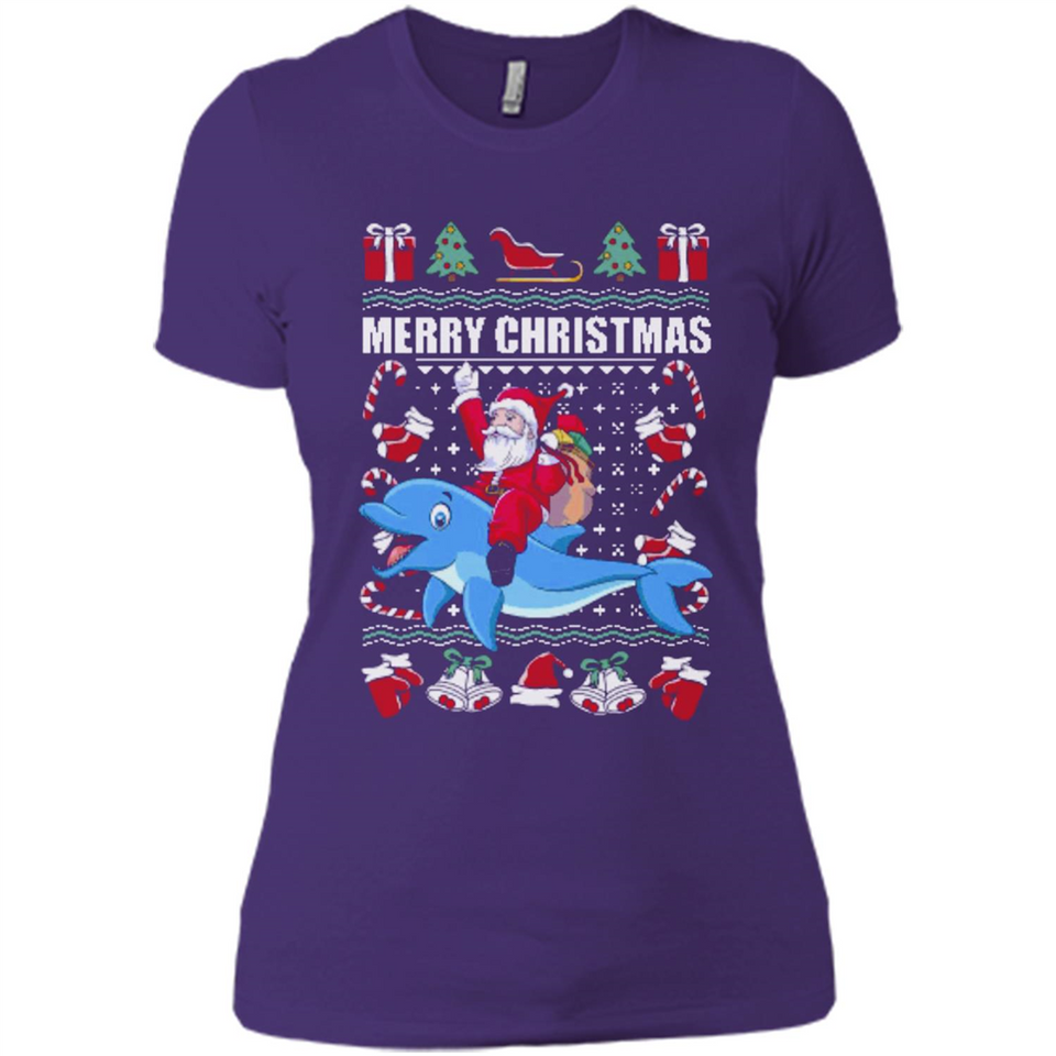 Ugly Christmas Santa Riding Dolphin - Ladies' Boyfriend T-Shirt