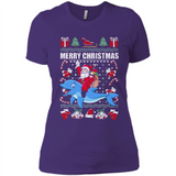 Ugly Christmas Santa Riding Dolphin - Ladies' Boyfriend T-Shirt