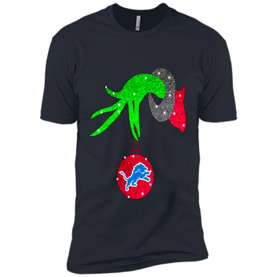 GRINCH HAND HOLDING DETROIT LIONS GLITTER CHRISTMAS PINGPONG