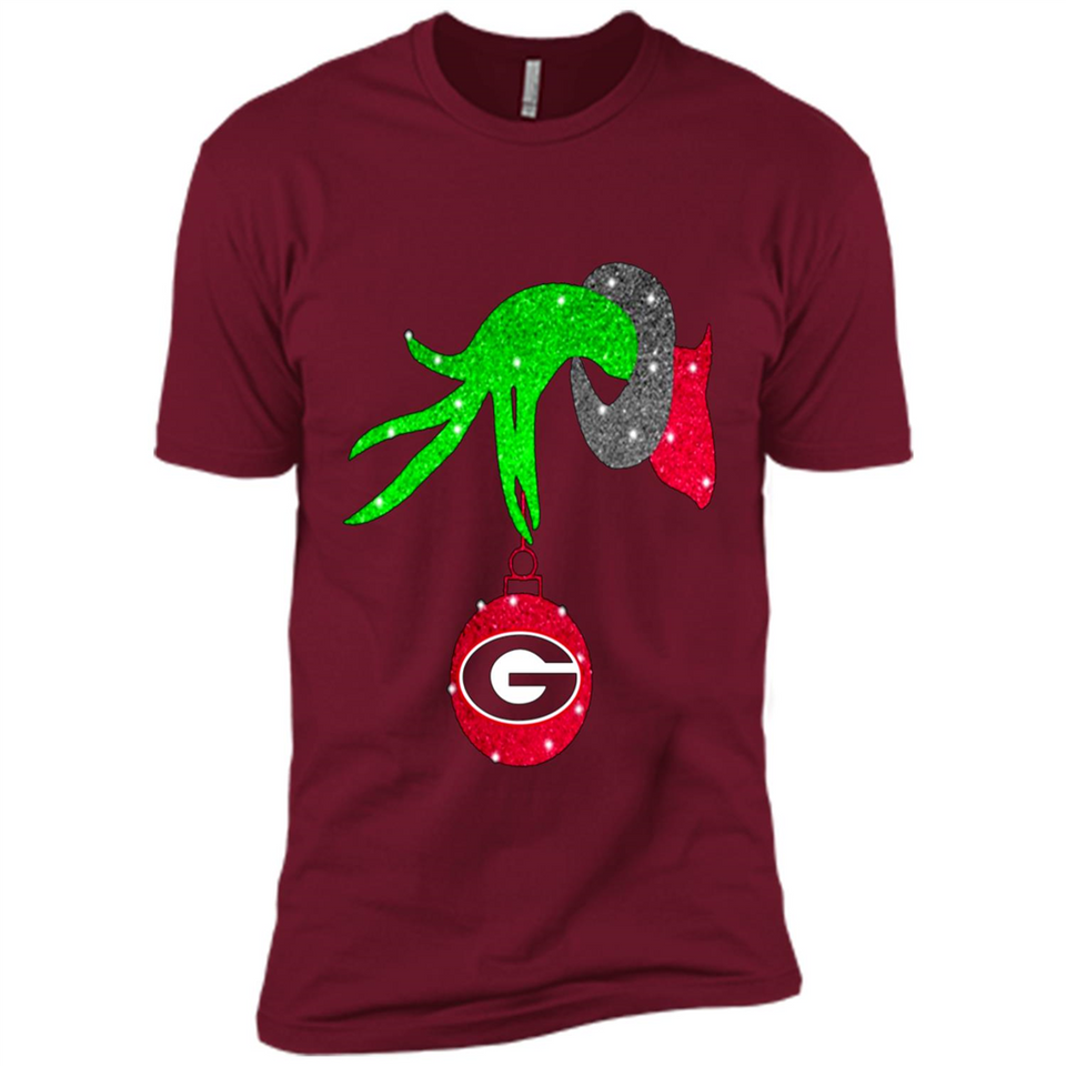GRINCH HAND HOLDING GEORGIA BULLDOGS GLITTER CHRISTMAS PINGPONG