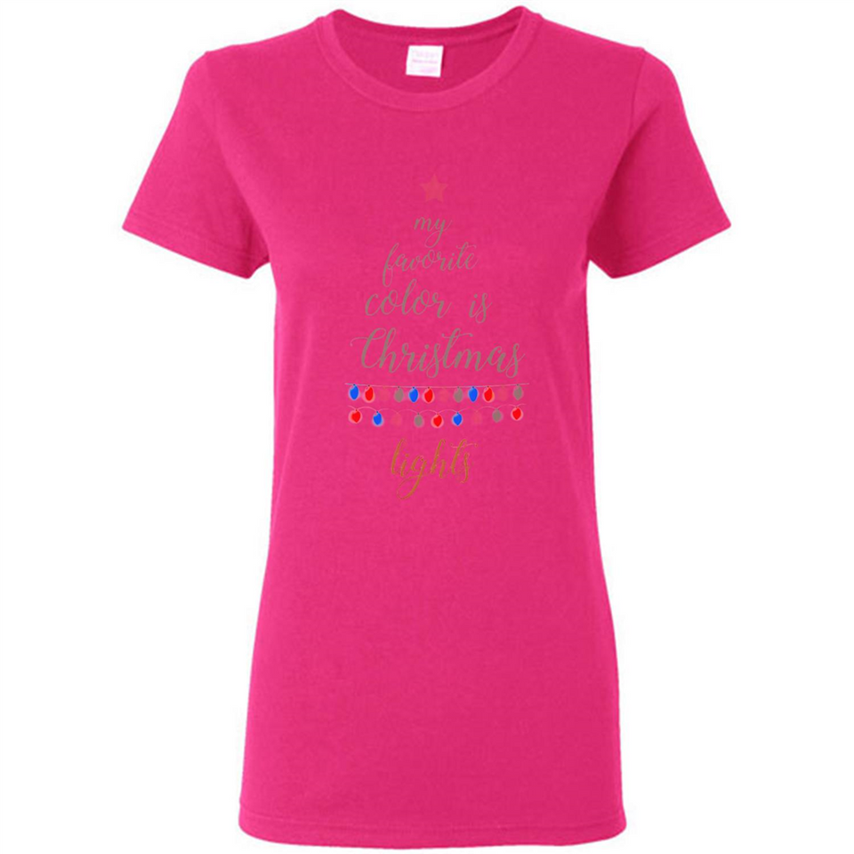 My Favorite Color is Christmas Lights Xmas Sporty T-Shirt - Ladies Short-Sleeve