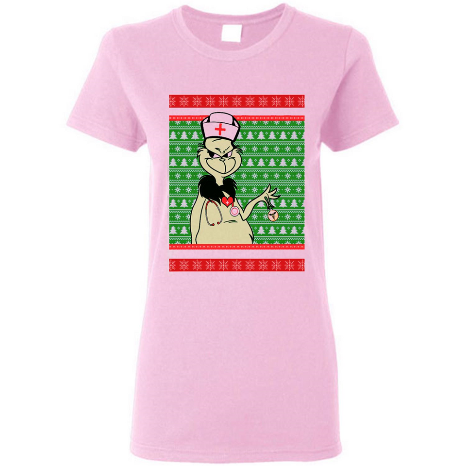 Grinch Nurse Ugly Christmas Sporty T-Shirt PINGPONG - Ladies Short-Sleeve
