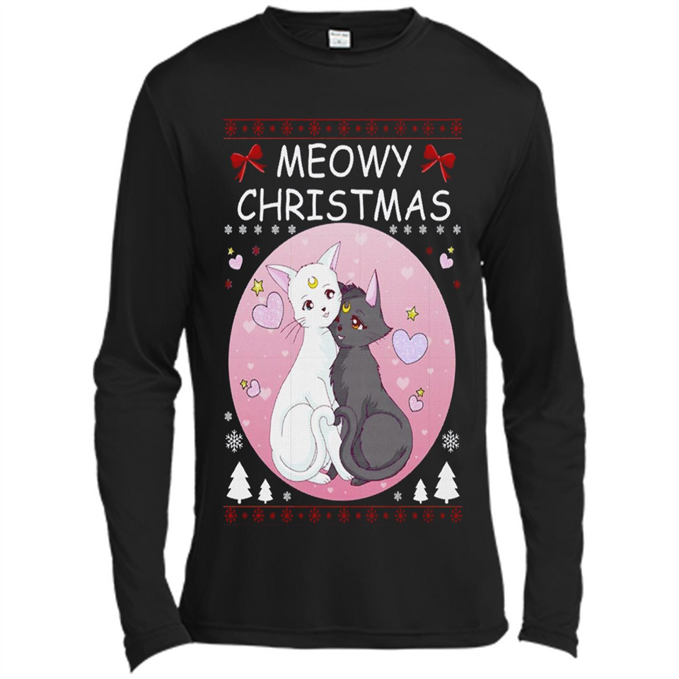 Sailor Moon Yin Yang Cat Love Ugly Christmas Sweater - Canvas Long Sleeve T-Shirt