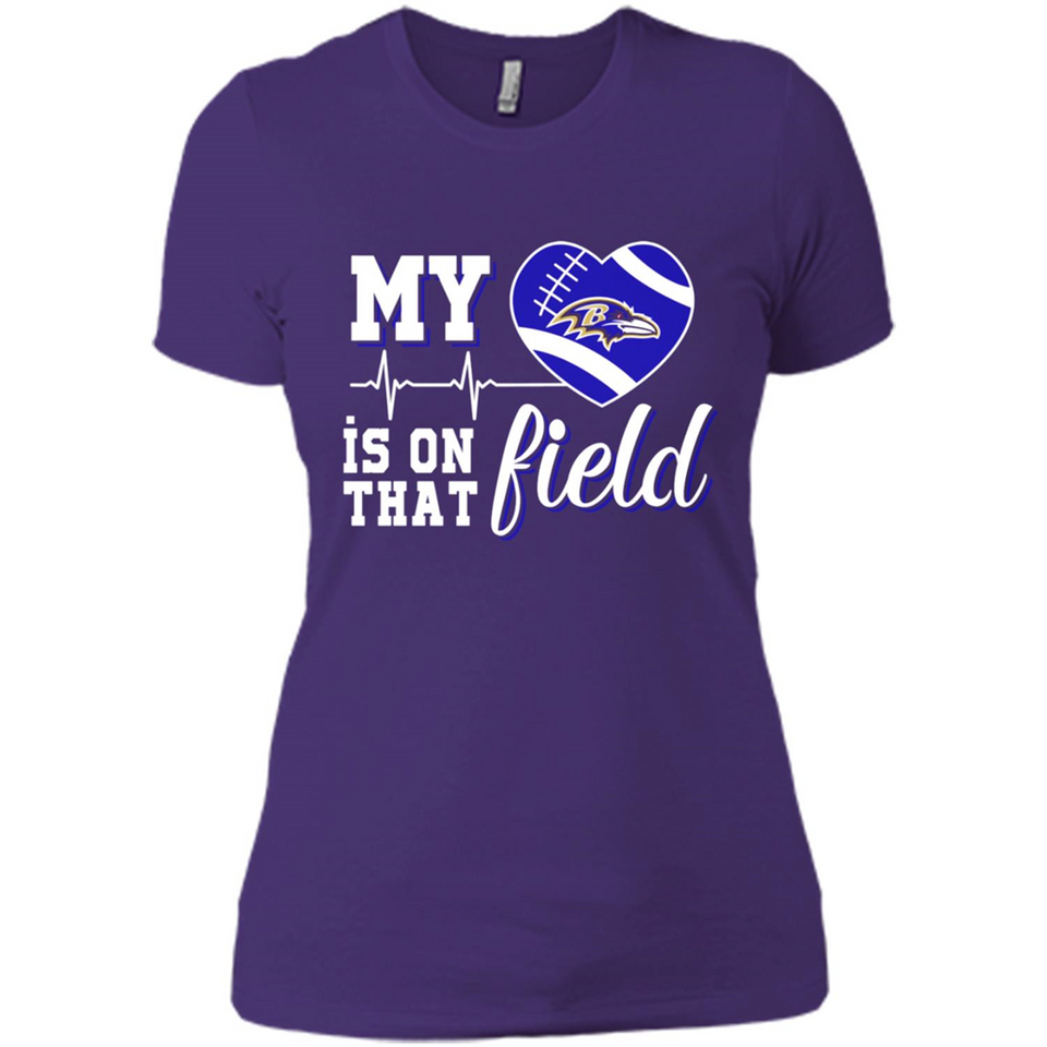 Baltimore Ravens Football My Heart is on that Field - Ladies' Boyfriend T-Shirt