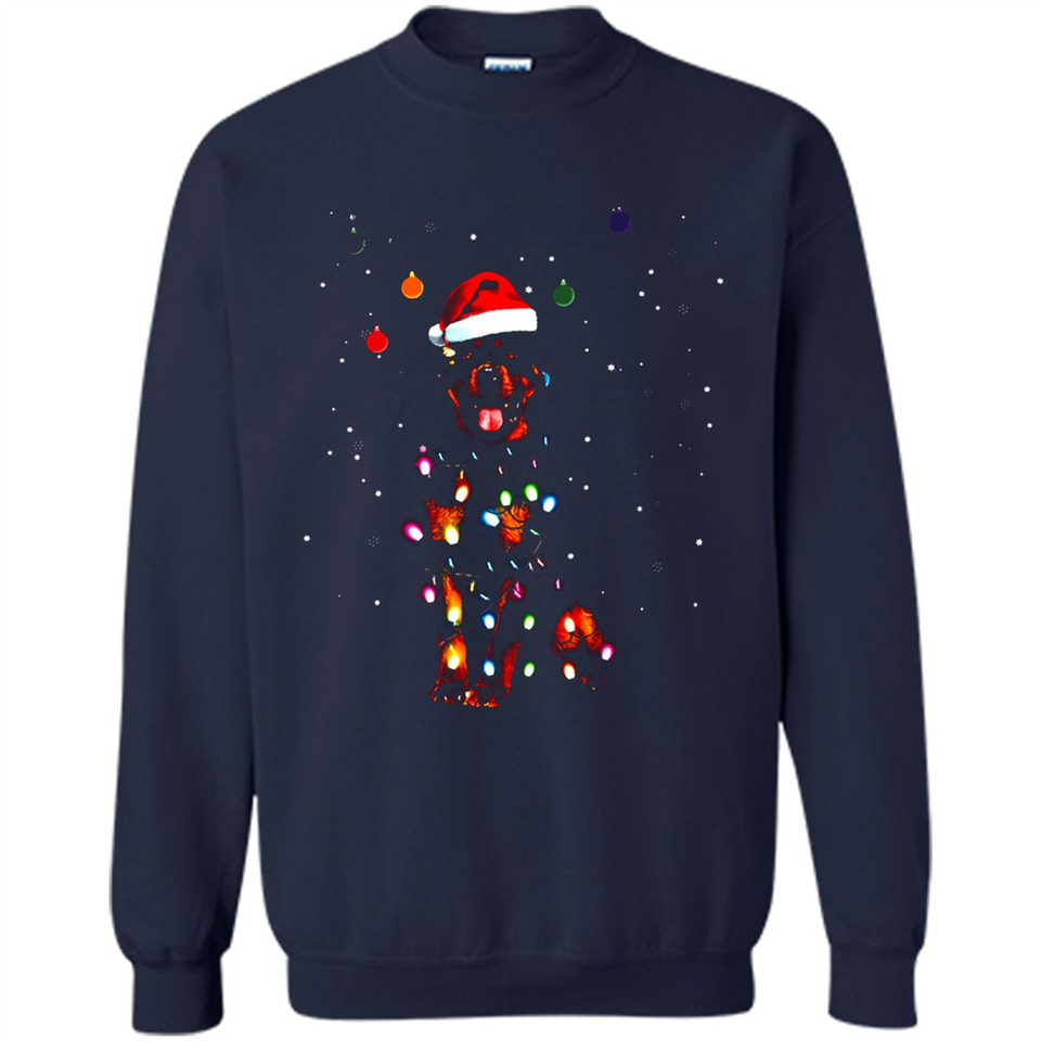 Rottweiler Santa Lights Christmas Dog Xmas Sweatshirt - Sweatshirt