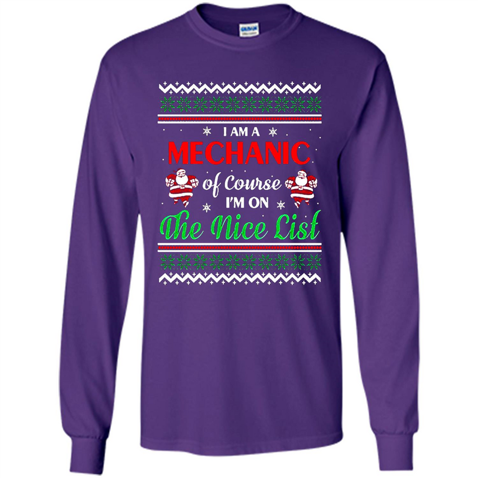Funny Ugly Christmas T-Shirt Gift for Mechanic - Long Sleeve T-Shirt