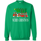 Firetruck Santa Sleigh Merry Christmas Firefighter - Sweatshirt