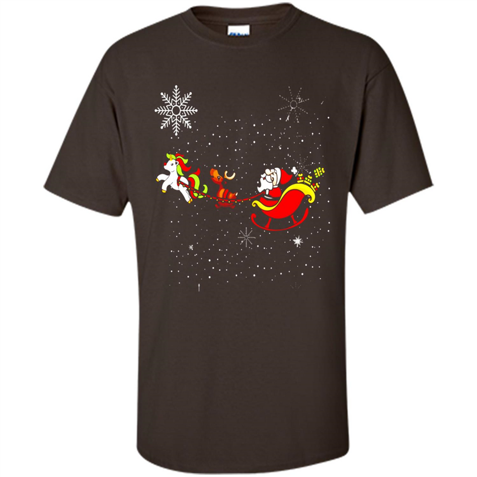 Christmas Unicorn Rudolph and Santa - Shirt