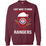 I Just Want To Drink Hot Chocolate & Watch Texas Rangers Ugly Christmas Sweater PINGPONG