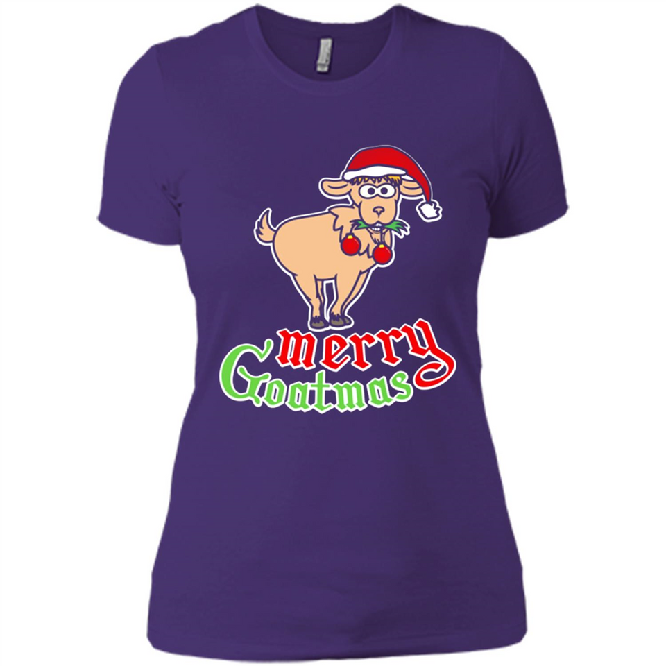 Christmas Merry Goatmas Goat Shirt Santa Hat - Ladies' Boyfriend T-Shirt