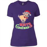 Christmas Merry Goatmas Goat Shirt Santa Hat - Ladies' Boyfriend T-Shirt