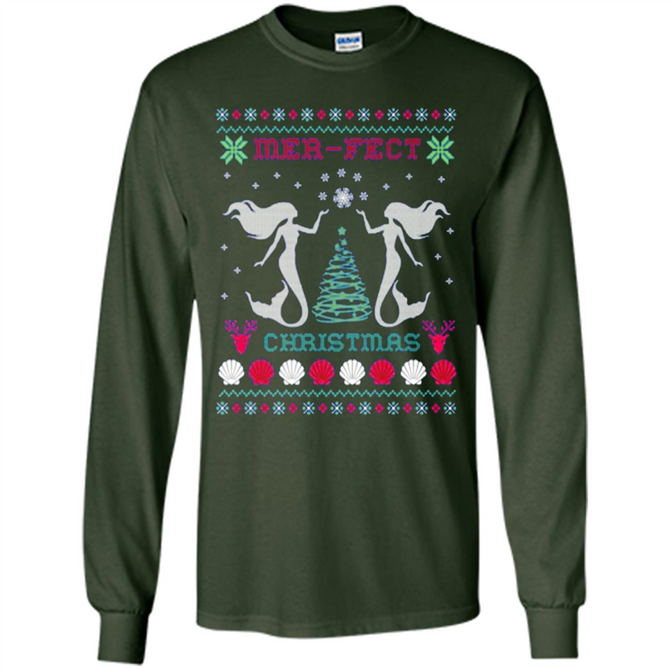 Mermaid Mer-Fect Ugly Christmas Sweater - Long Sleeve T-Shirt