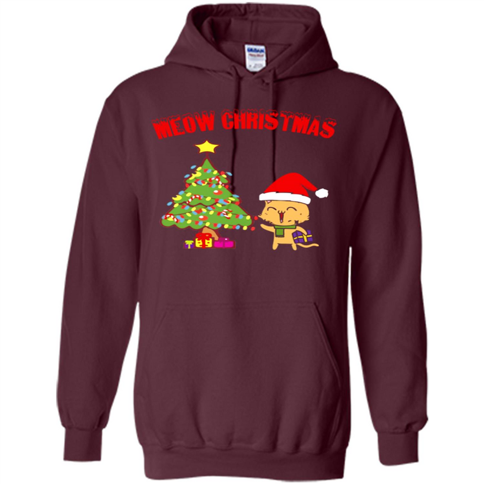 Meow merry christmas- cat and pine merry christmas - Hoodie