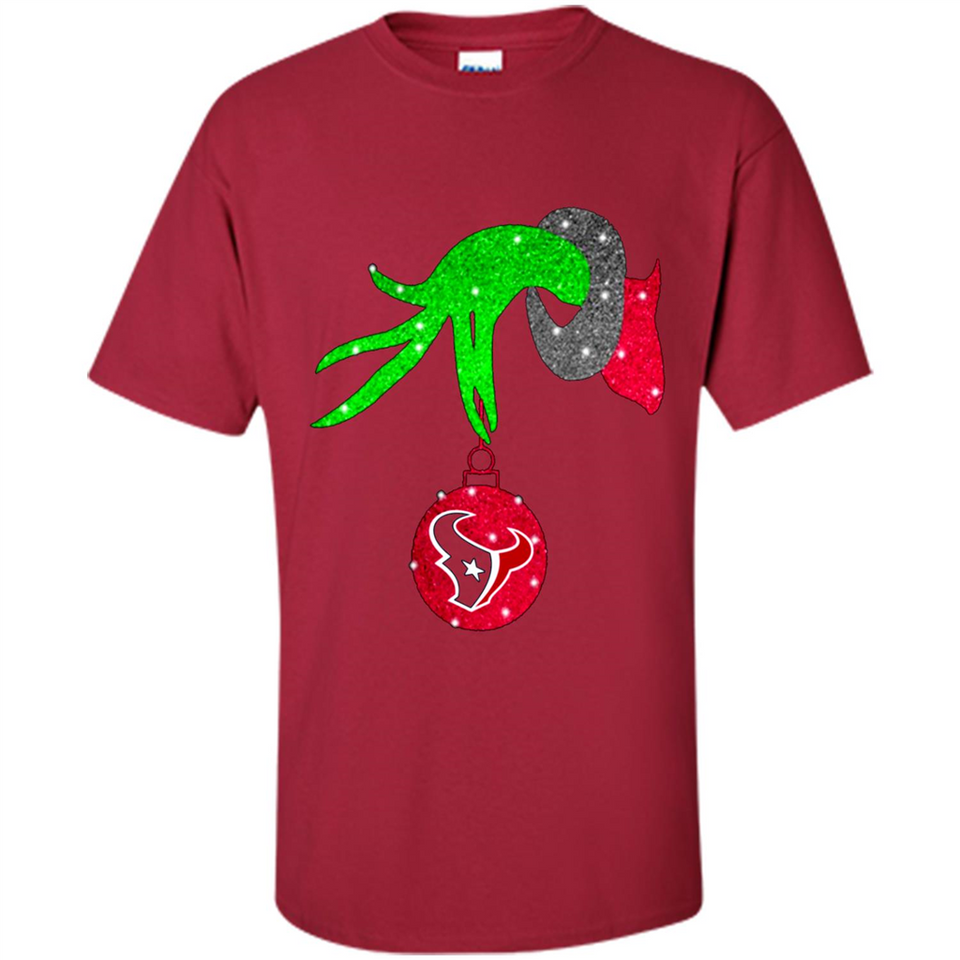 GRINCH HAND HOLDING HOUSTON TEXANS GLITTER CHRISTMAS PINGPONG