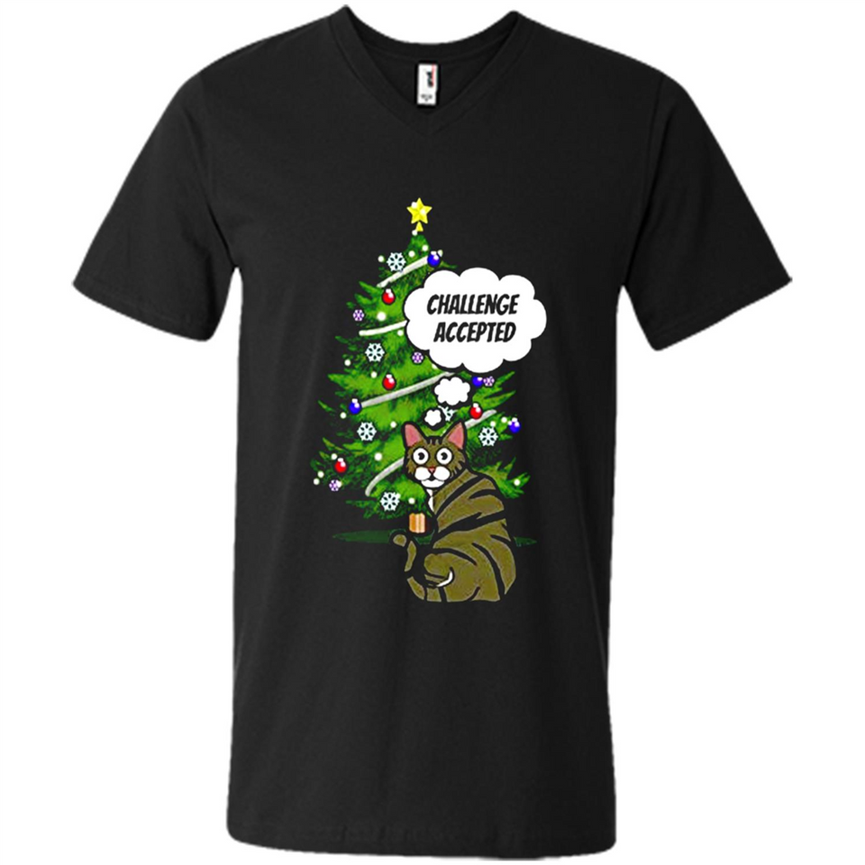 Christmas Tree Cat Long Sleeve Christmas Shirt for Cat Lover - Men's V-Neck