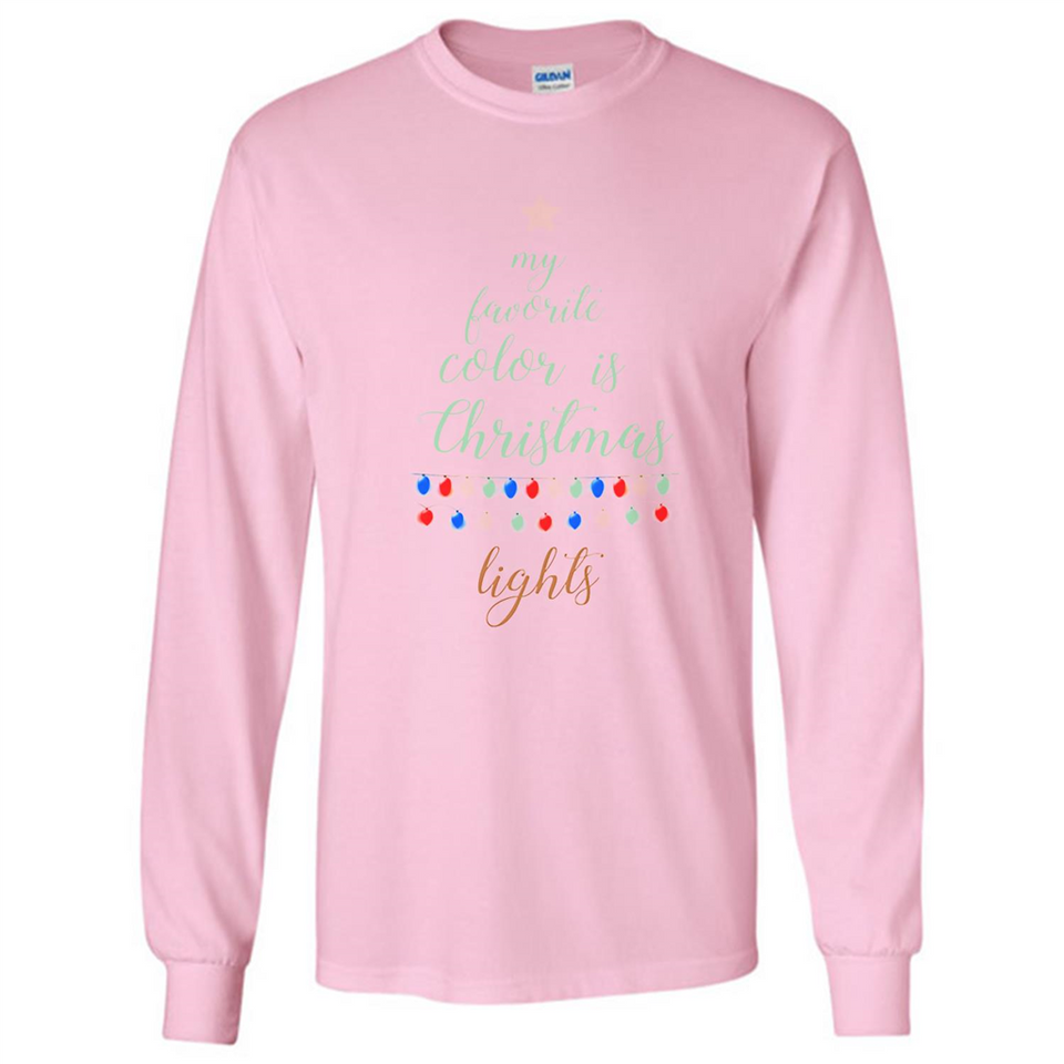 My Favorite Color is Christmas Lights Xmas Sporty T-Shirt - Long Sleeve T-Shirt