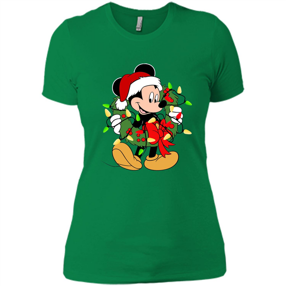 Disney Mickey Mouse Christmas Lights Sweatshirt - Ladies' Boyfriend T-Shirt