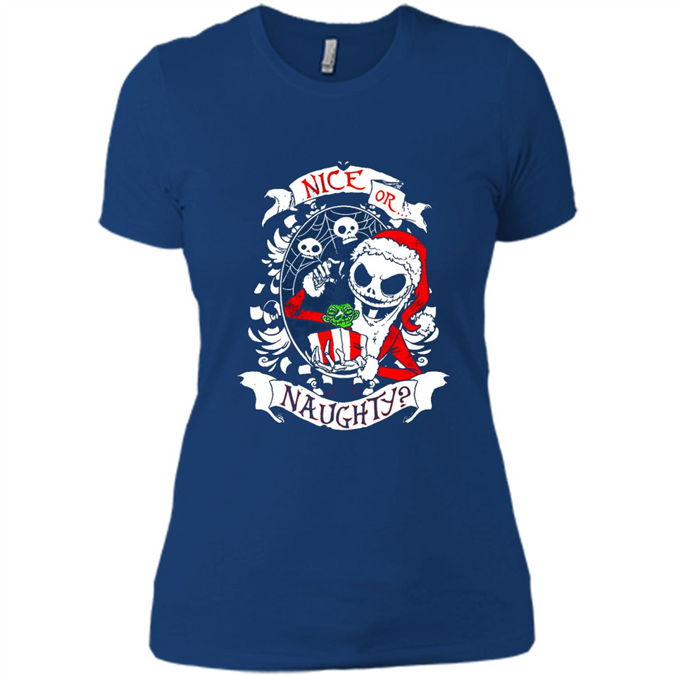 Christmas Shirt, Santa Nice Or Naughty Xmas - Ladies' Boyfriend T-Shirt