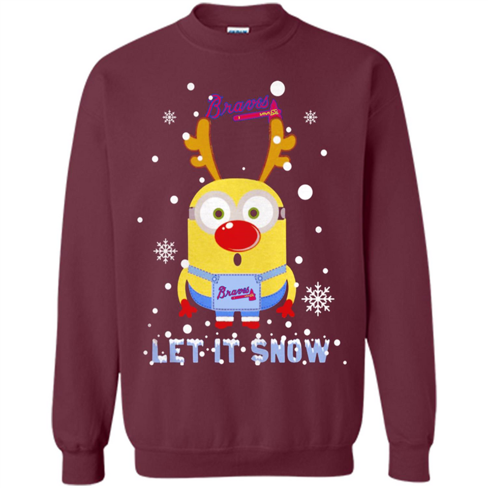 Minion Atlanta Braves Ugly Christmas Sweater Let it Snow - Sweatshirt