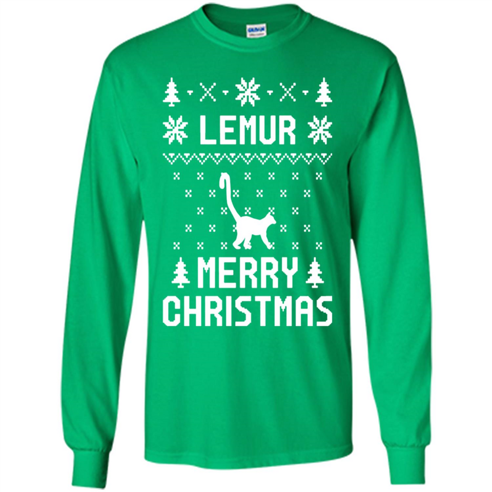 Vintage Tee For Women Men Graphic Shirts Lemur Ugly Christmas Sweater - Long Sleeve T-Shirt