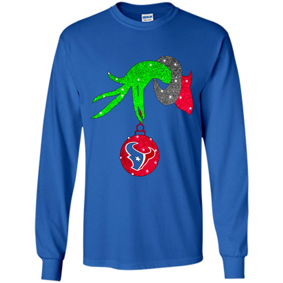 GRINCH HAND HOLDING HOUSTON TEXANS GLITTER CHRISTMAS PINGPONG