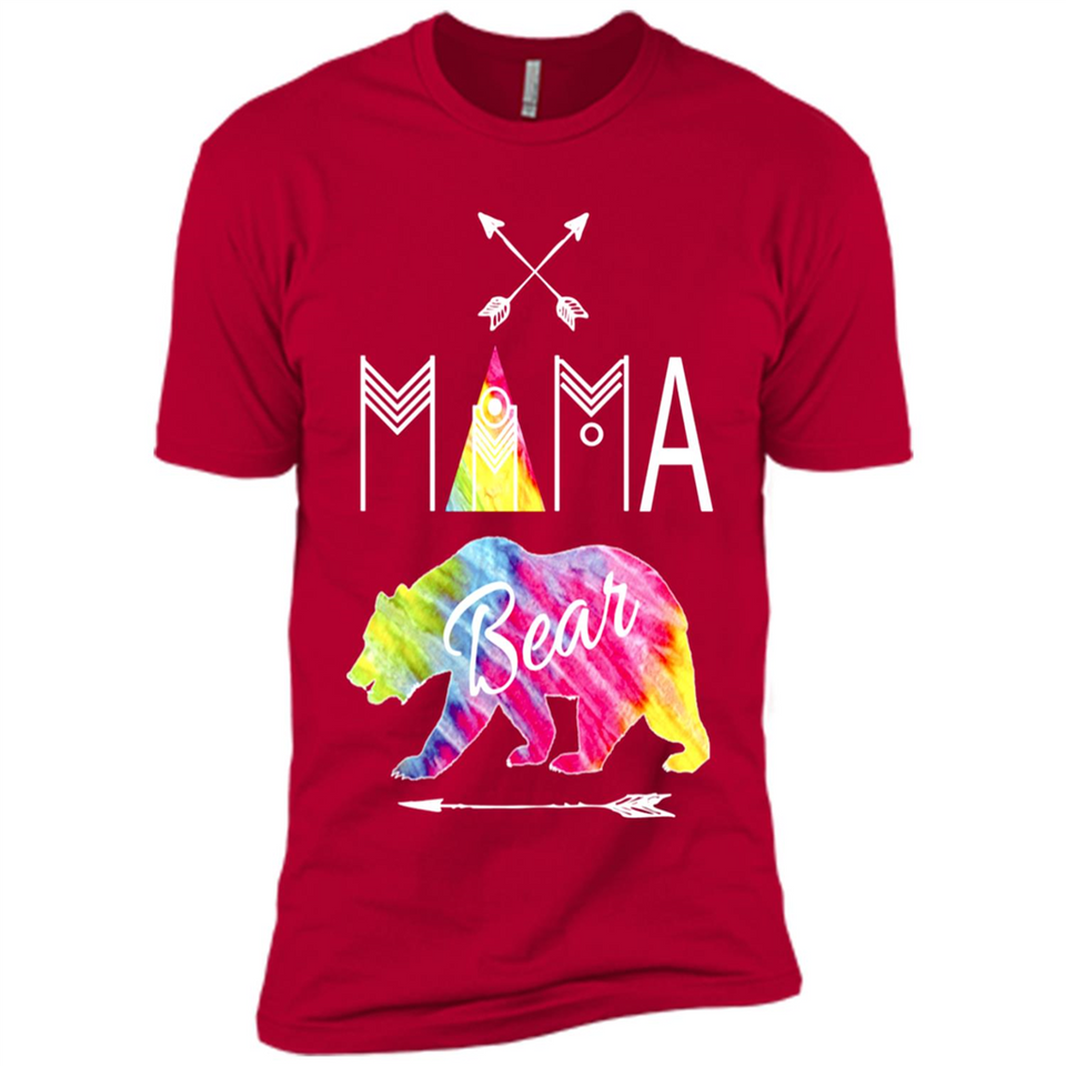 Mama Bear Shirt Tie Dye Family Vacation & Camping Tee - Premium Short Sleeve T-Shirt