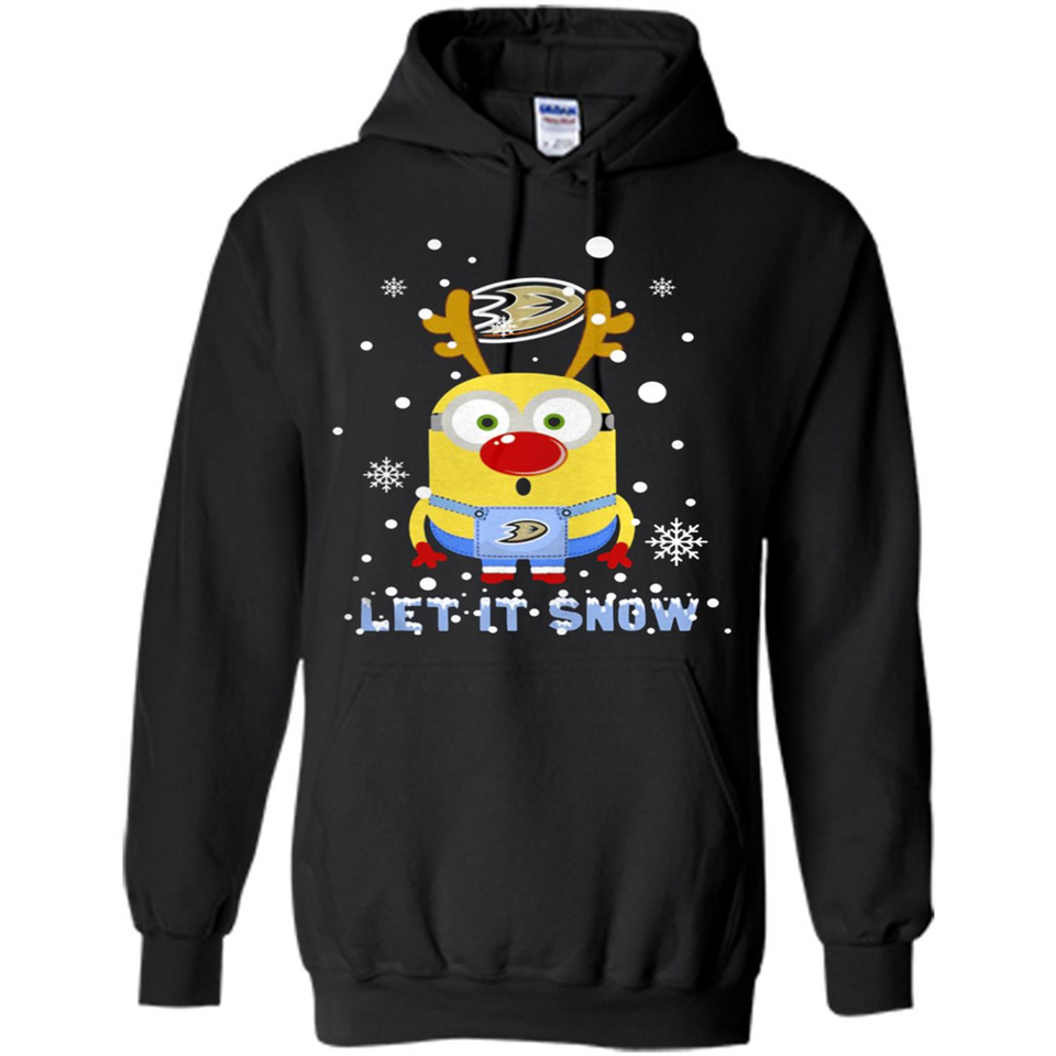 Minion Anaheim Ducks Ugly Christmas Sweater Let it Snow - Hoodie