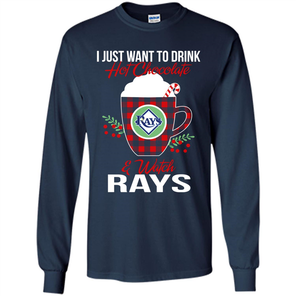 I Just Want To Drink Hot Chocolate & Watch Tampa Bay Rays Ugly Christmas Sweater PINGPONG
