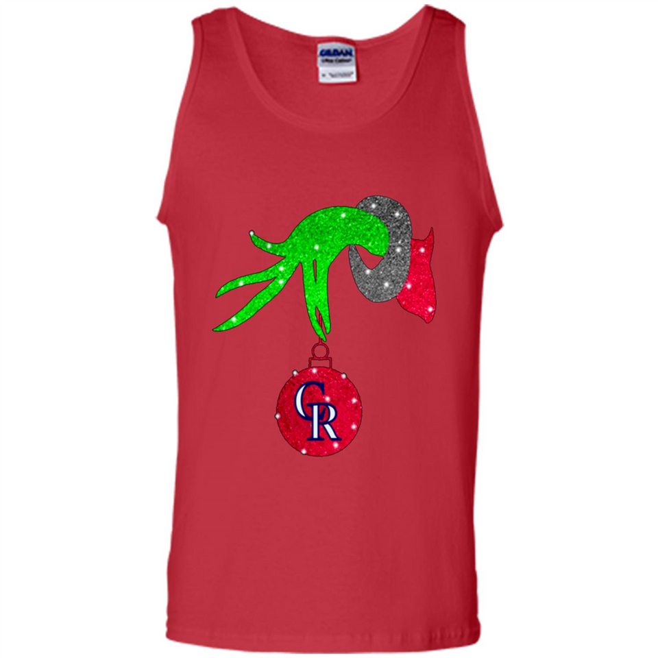 GRINCH HAND HOLDING COLORADO ROCKIES GLITTER CHRISTMAS PINGPONG