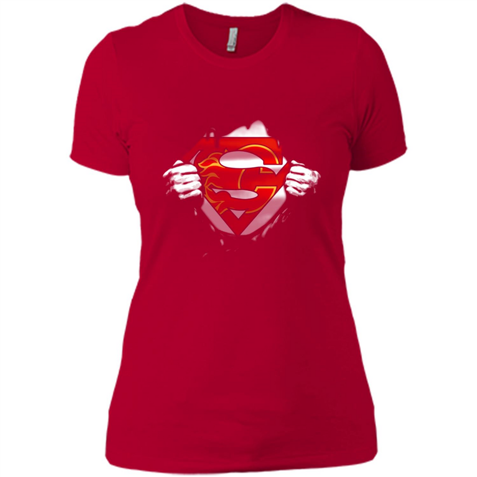 Calgary Flames And Superman Fans - Ladies' Boyfriend T-Shirt